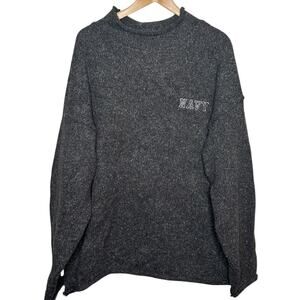 US Naval Academy Navy 100% Cotton Gray XXL Roll Neck Pullover Sweater USA Made